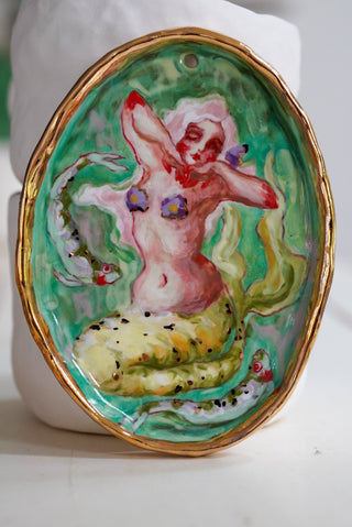 "Mermaid Stretch" 6.1" x 4.5" Porcelain Painting