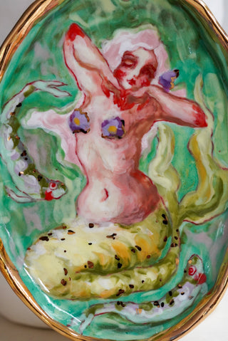 "Mermaid Stretch" 6.1" x 4.5" Porcelain Painting