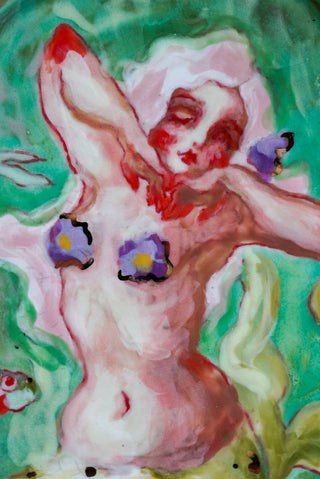 "Mermaid Stretch" 6.1" x 4.5" Porcelain Painting