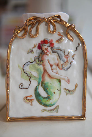 "Siren with Rose Crown" Porcelain Painting