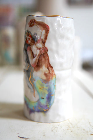 "Siren with Hand on Heart" 5.7" Vessel