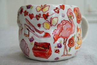 Orange Kitty & Pink Flamingo 17 oz Mug