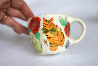 "Orange Kitty & Pear" 7 oz Teacup