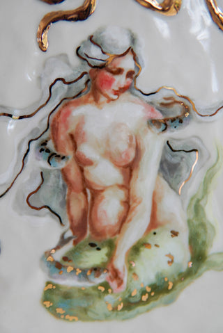 "Siren & Three Fish" Porcelain Painting