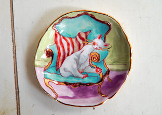 “Sleeping, Sitting Kitty” 4.5"Treasure Dish