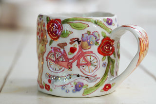 Cheetah & Pink Bicycle Mug 16 oz