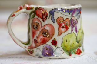 Shy Kitty & Three Heart Faces 12 oz Mug
