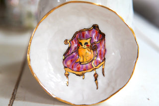 “Tabby on Purple Chair” Small Trinket Dish