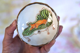 “Tabby on Chaise Lounge” Small Trinket Dish