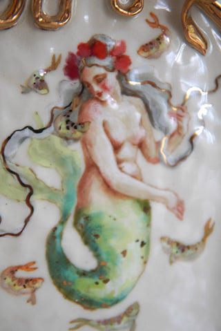 "Siren with Rose Crown" Porcelain Painting