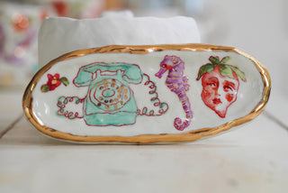 Phone, Seahorse, Strawberry Treasure Dish 6.2 in